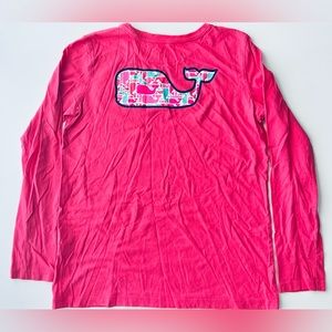 Vineyard Vines girls pink long sleeve tee shirt whale L 14